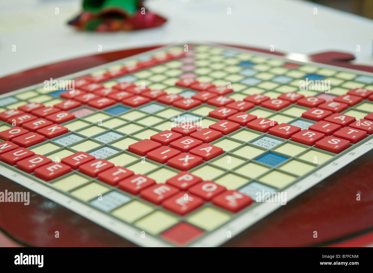 Scrabble board à la fin du jeu à l'Irlande du Nord championnat de Scrabble Banque D'Images
