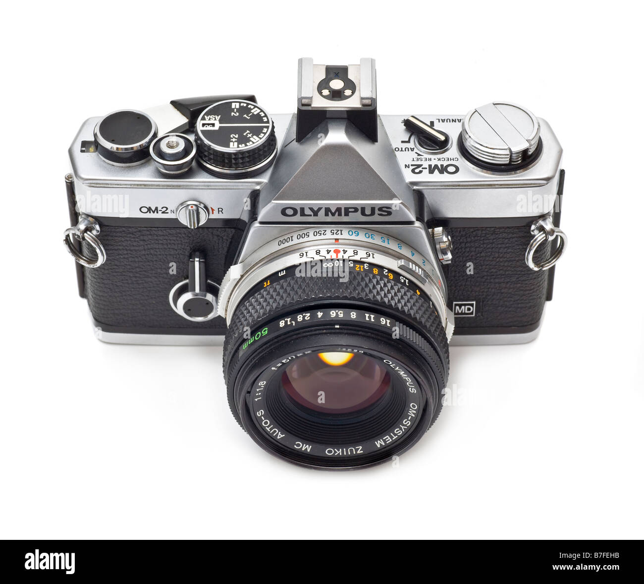 Olympus OM2n single lens reflex 35mm avec caméra 50mm f1 Objectif Zuiko 8 Banque D'Images