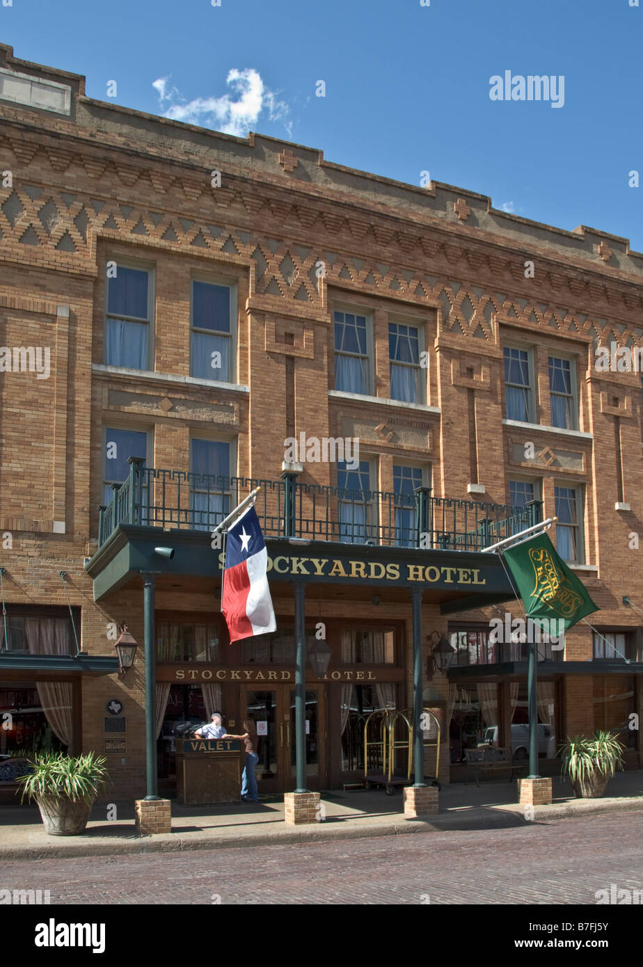 Texas Fort Worth Stockyards National Historic District Exchange Avenue historic Stockyards Hotel Banque D'Images