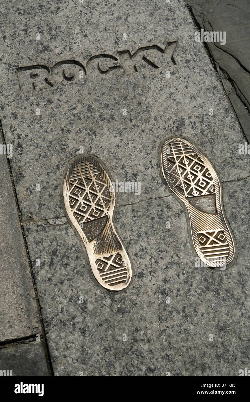 Sylvester Stallone - Rocky Balboa Footprints, Philadelphia, Pennsylvania, USA Banque D'Images