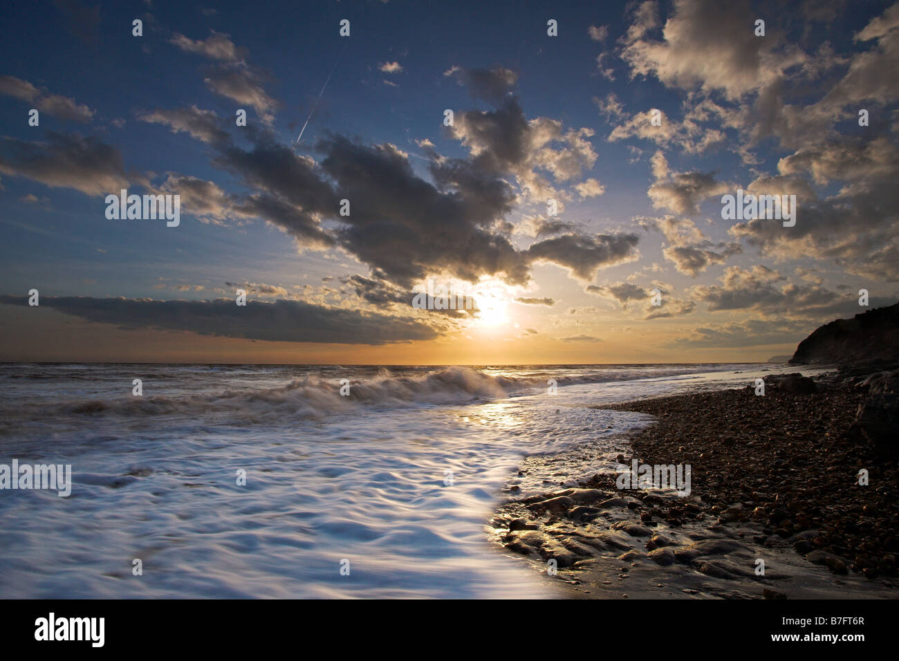 Coucher du soleil à Chilton Chine, île de Wight Banque D'Images