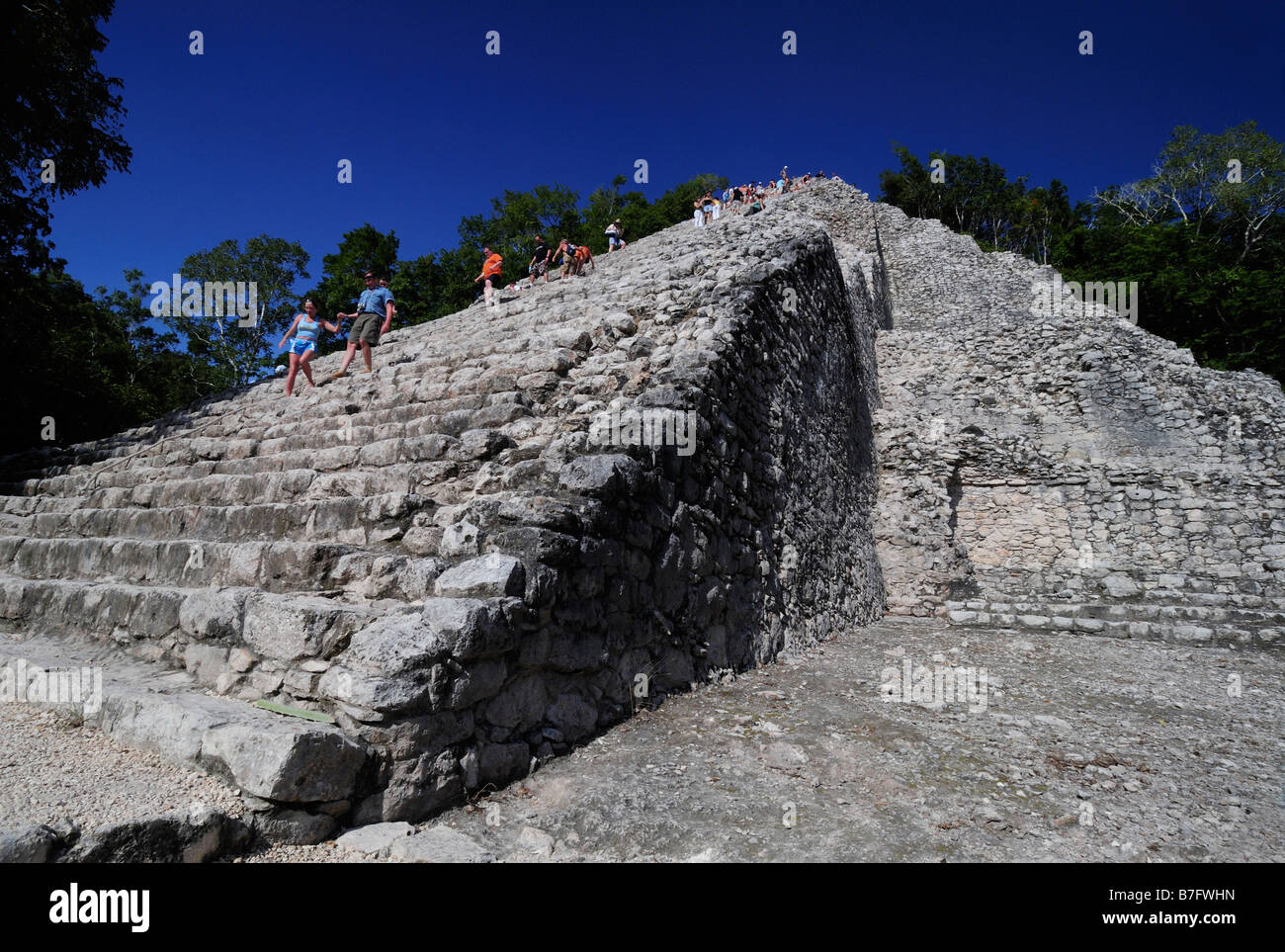 Pyramide géante de Nohoch Mul, Coba Maya Ruins, Yucatan, Mexique Banque D'Images