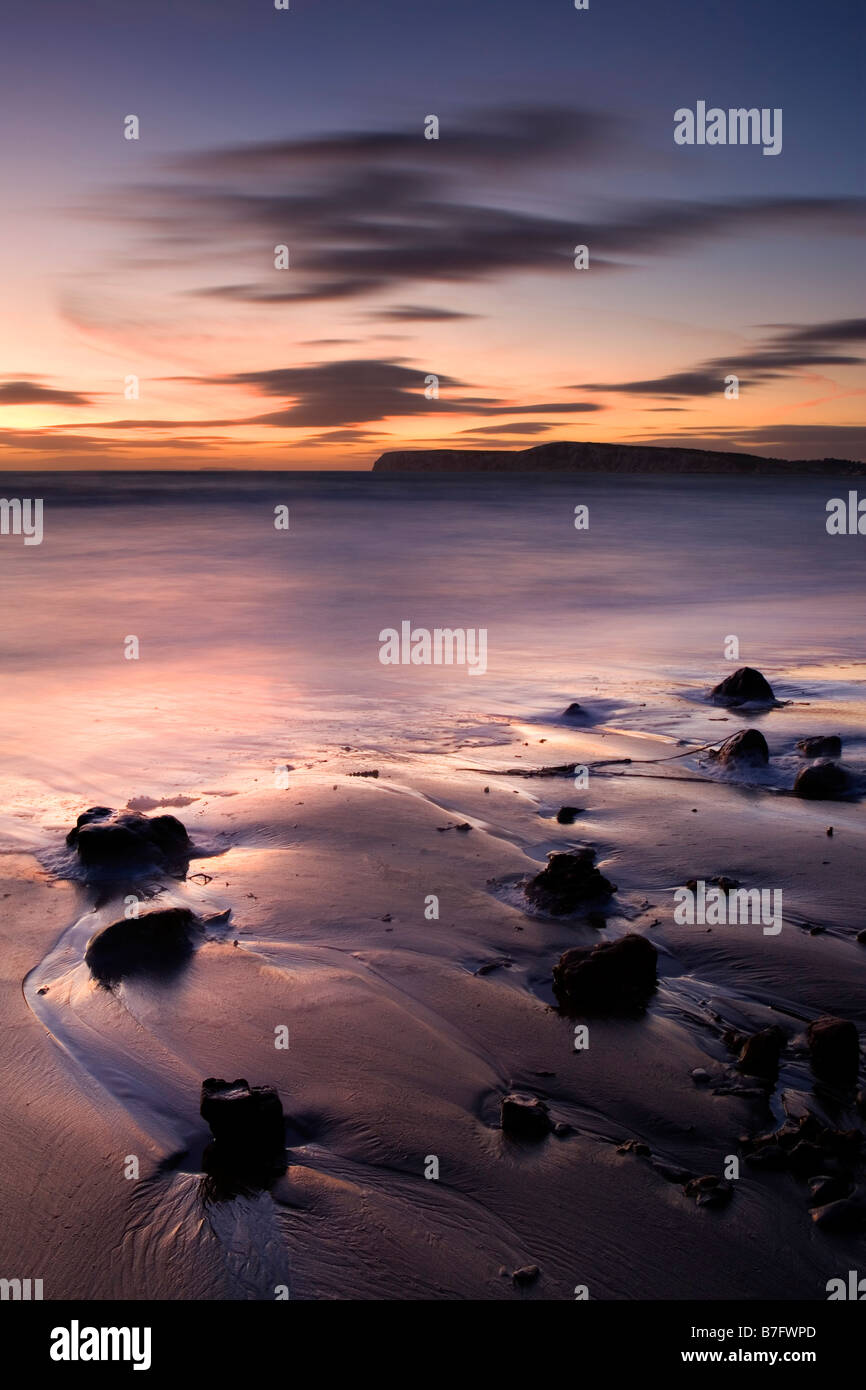 Crépuscule à Compton Bay, île de Wight Banque D'Images