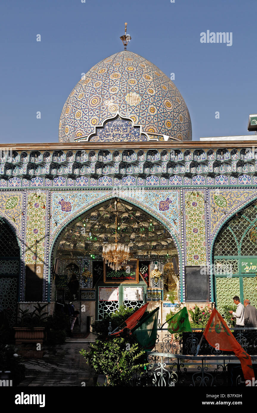 Détail de la couleur couleur carreaux dome Masjed Emam Khomeini Shah Mosquée Soltani grand bazar Iran Téhéran Banque D'Images