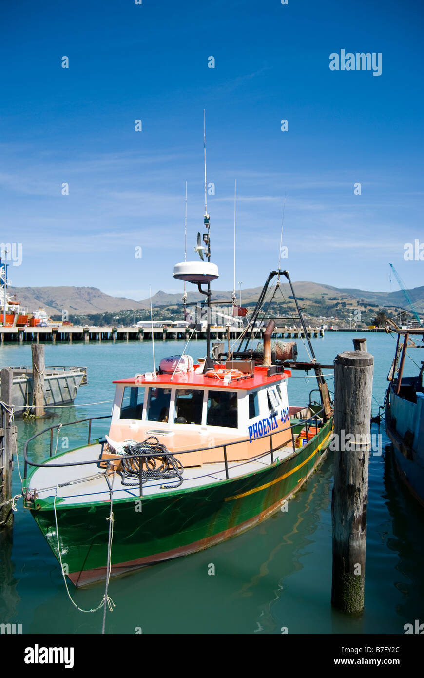 Bateau de pêche commerciale, Lyttelton Harbour, Lyttelton, la péninsule de Banks, Canterbury, Nouvelle-Zélande Banque D'Images