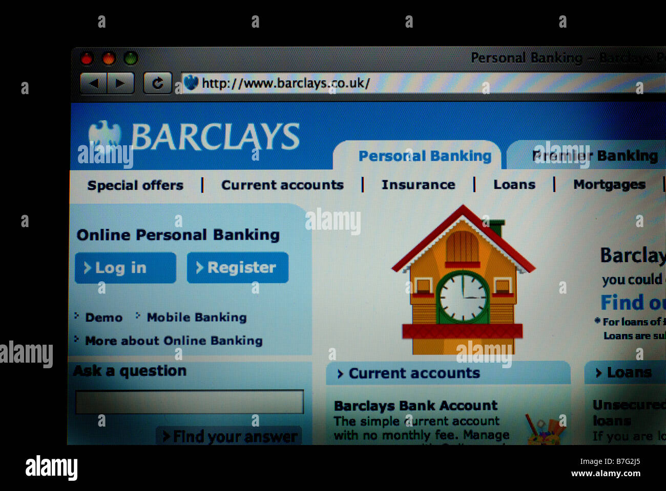 Le site web de la Barclays Bank Banque D'Images