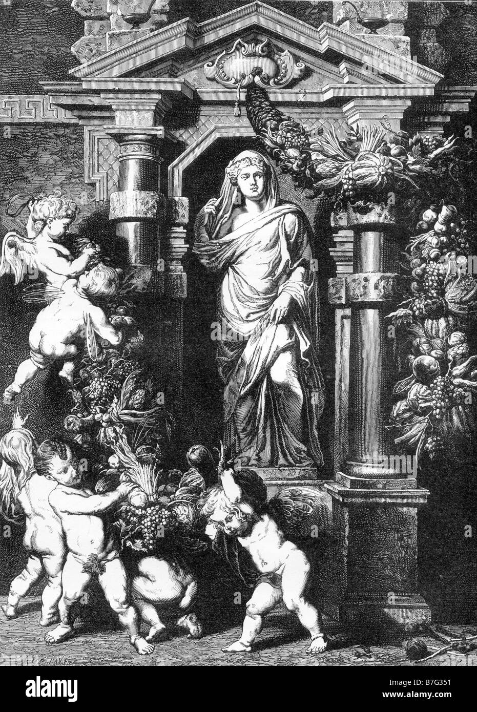 Gravure De Pierre Paul Rubens Peinture La Statue De Cérès Du - 