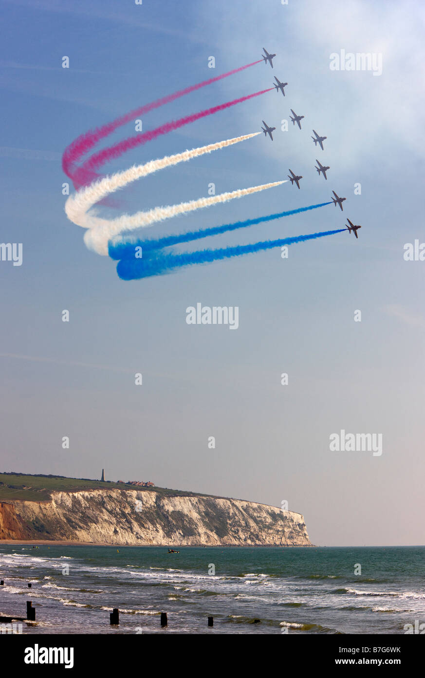 Les flèches rouges sur la baie de Sandown, Isle of Wight Banque D'Images