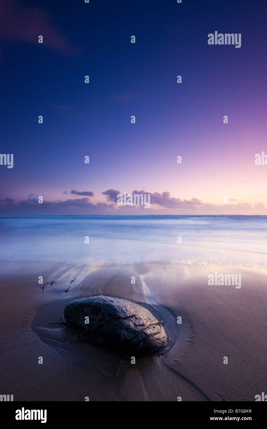 Seule pierre Tregantle Whitsand Bay Plage Cornwall UK Europe Banque D'Images