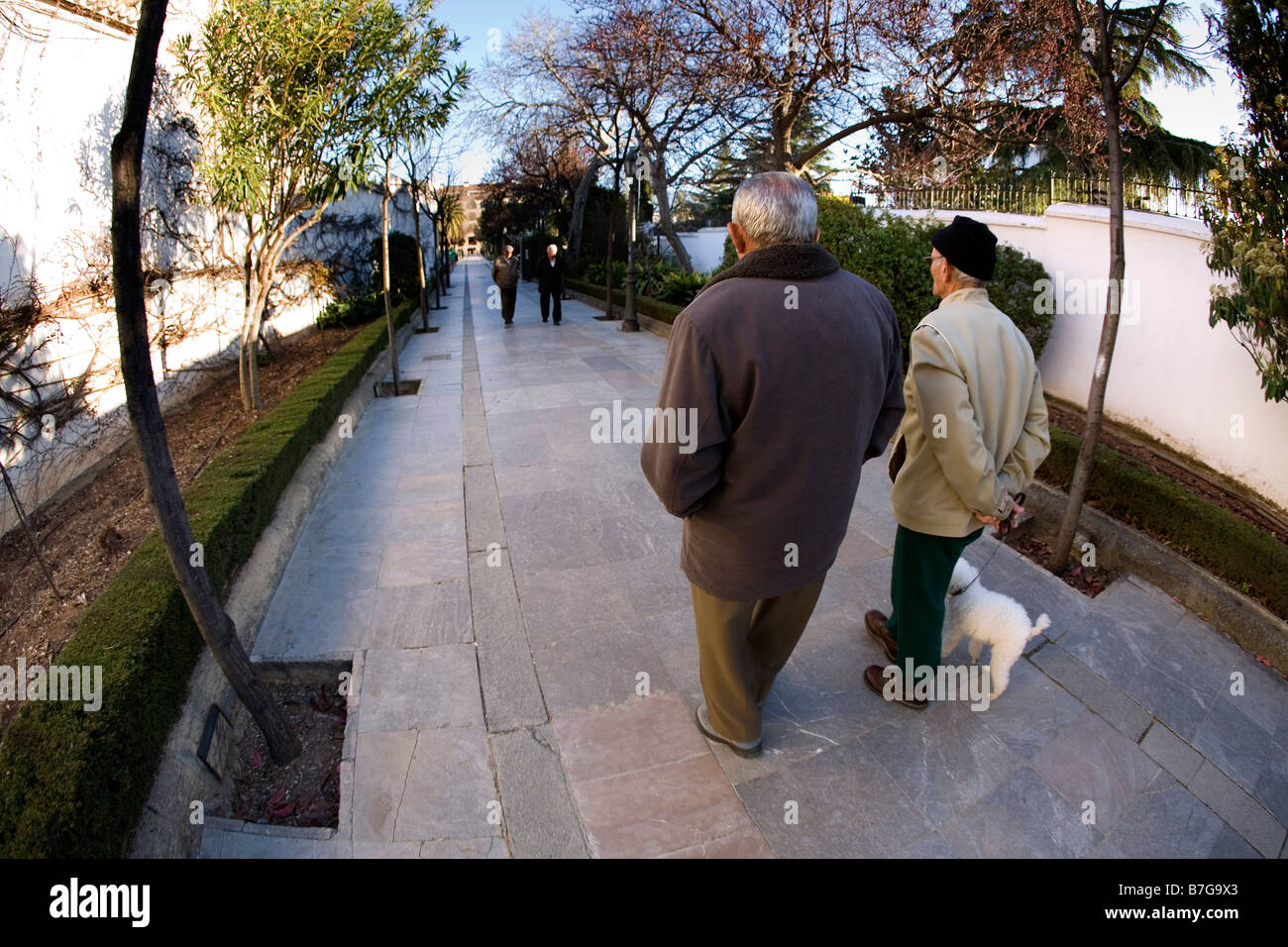 Messieurs en vous promenant dans les jardins du Tajo de Ronda Serrania de Ronda malaga andalousie espagne Banque D'Images