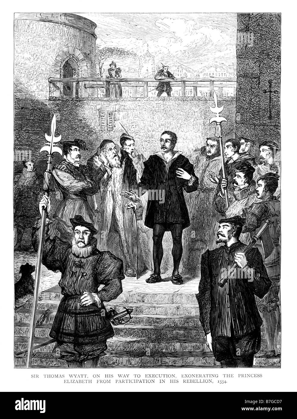Sir Thomas Wyatt sur son chemin jusqu'à l'exécution d'exonérer la Princesse Elizabeth de la participation à sa rébellion 1554 Banque D'Images