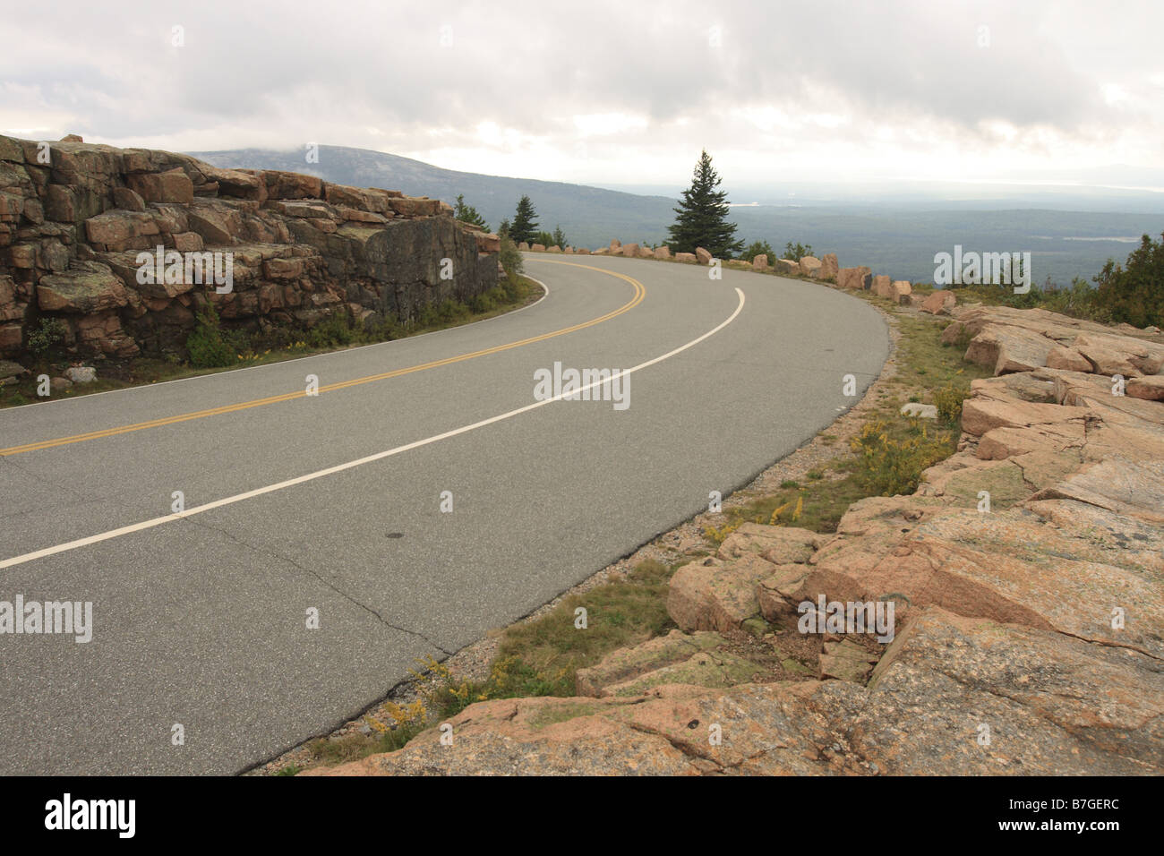 L'autoroute sur cadillac mountain maine usa Banque D'Images