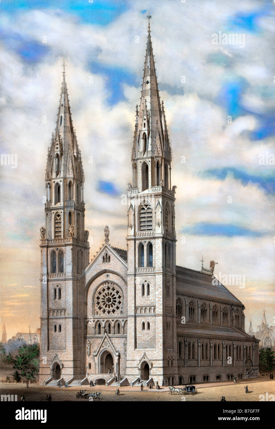 Teinté de main d'église de saint Paul l'Apôtre, architecte de la ville de New York Jeremiah O'Rourke Banque D'Images