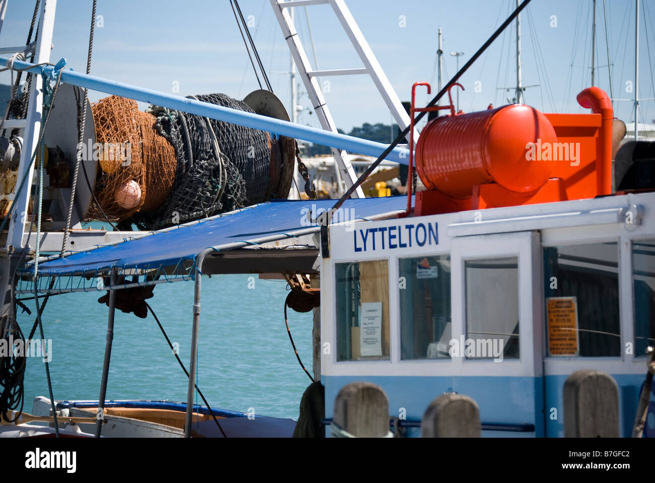 Bateau de pêche commerciale, Lyttelton Harbour, Lyttelton, la péninsule de Banks, Canterbury, Nouvelle-Zélande Banque D'Images