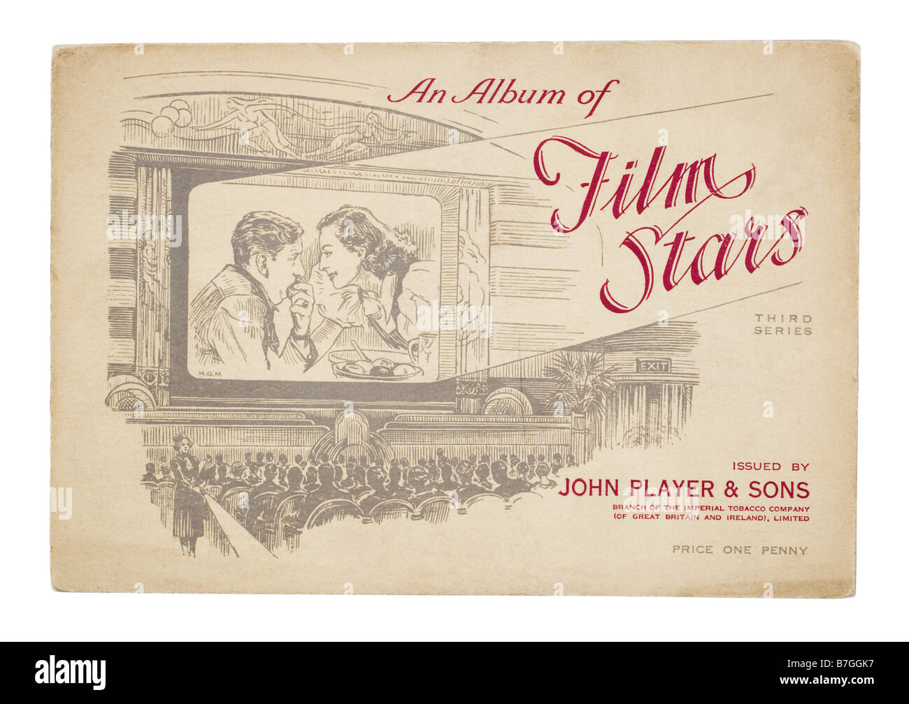 Carte Cigarette album publié en 1938 par John Player & Sons avec des illustrations de stars de cinéma. 3e série Banque D'Images