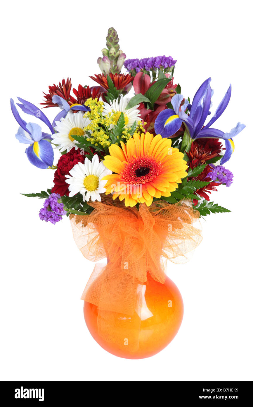 Bouquet de fleurs de couleurs douce dentelle sur fond blanc Banque D'Images