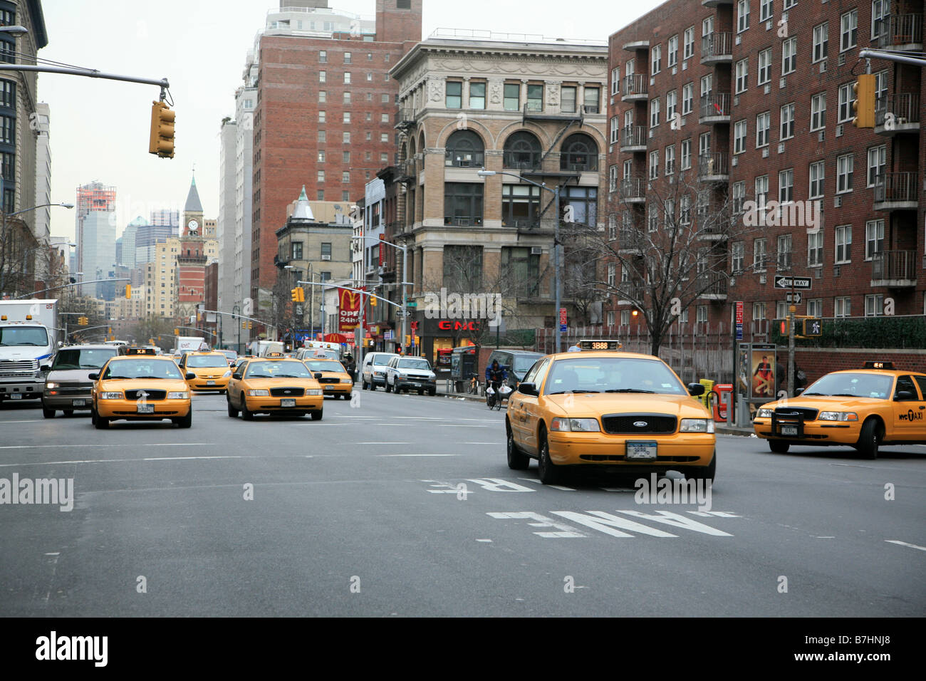 Les rues de Manhattan et taxi jaune, USA 2008 Banque D'Images