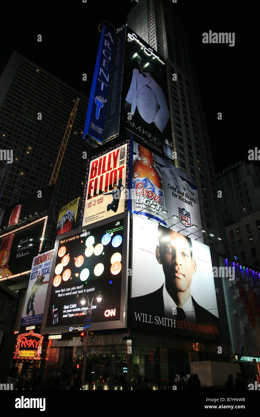 Nuit à Manhattan, Time Square USA 2008 Banque D'Images