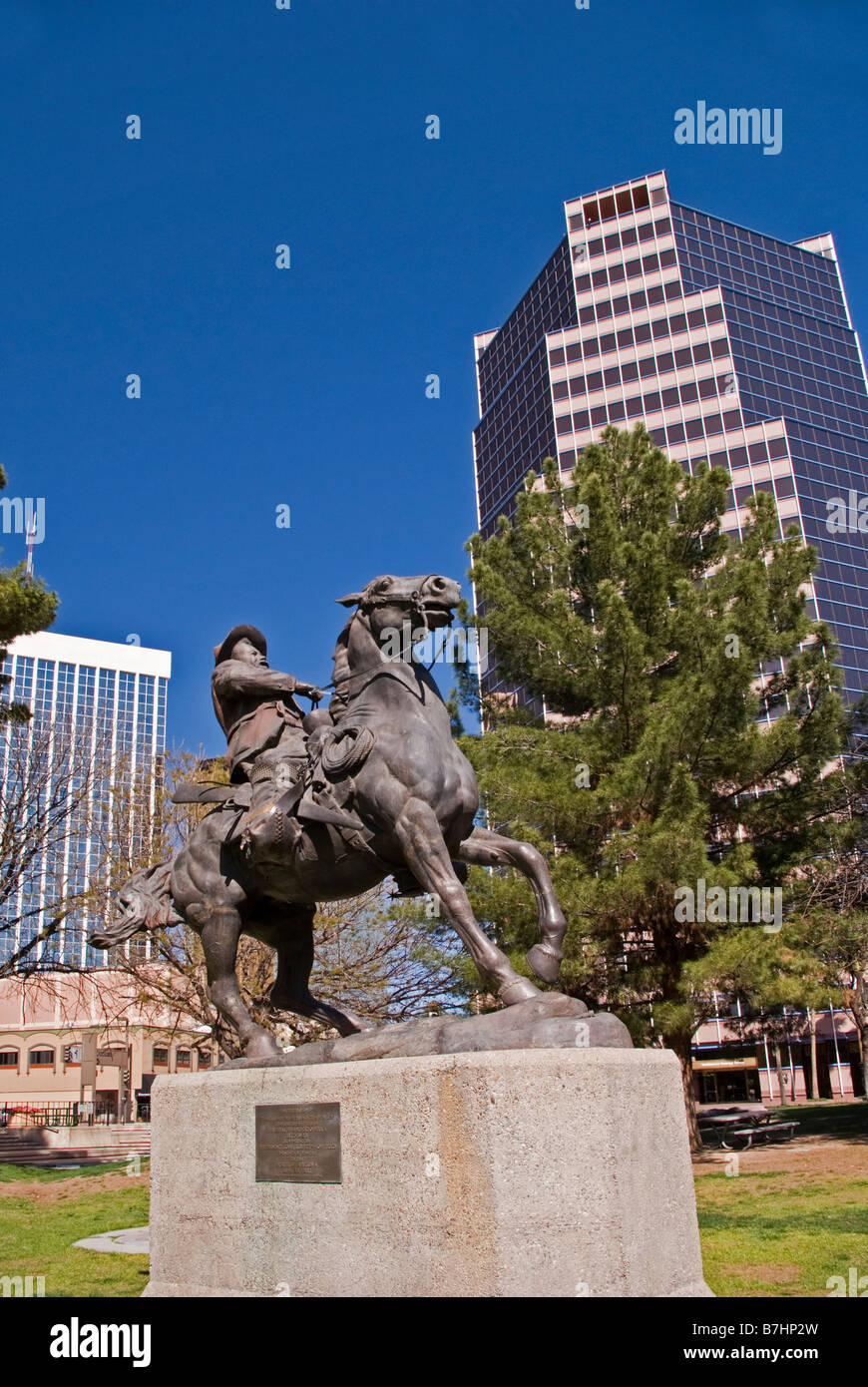USA, Arizona, Tucson, centre-ville centre-ville, le 20 août, Parc Statue Pancho Villa Banque D'Images