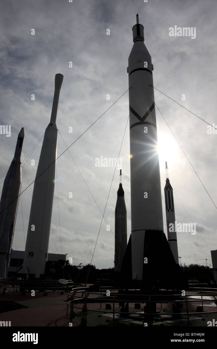 Des fusées de la NASA visitor centre Kennedy Space Center de Cape Canaveral d''affichage musée rocke Banque D'Images