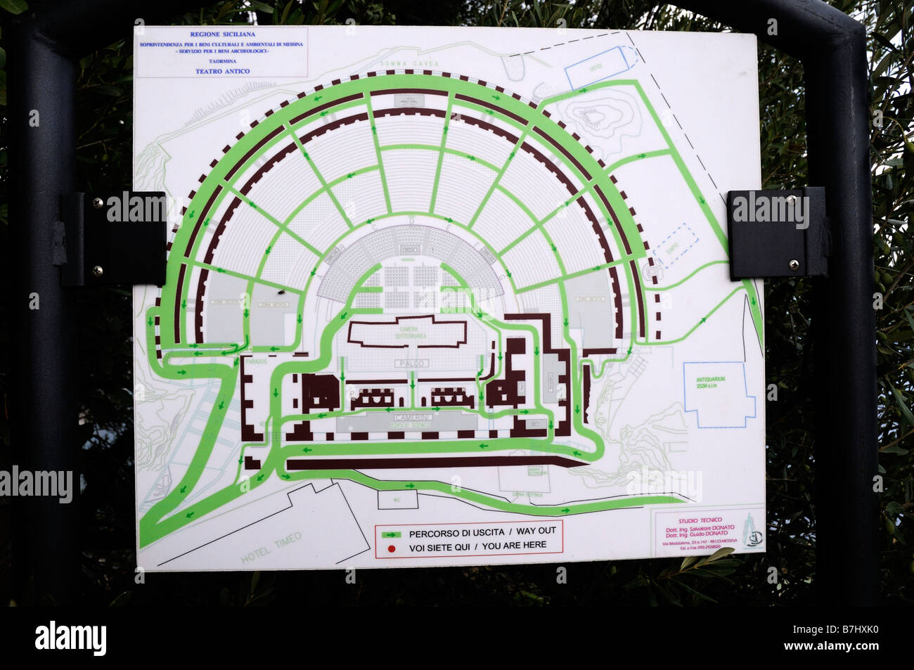 Le Plan de masse du Théâtre Grec de Taormina, Sicile, Italie Banque D'Images