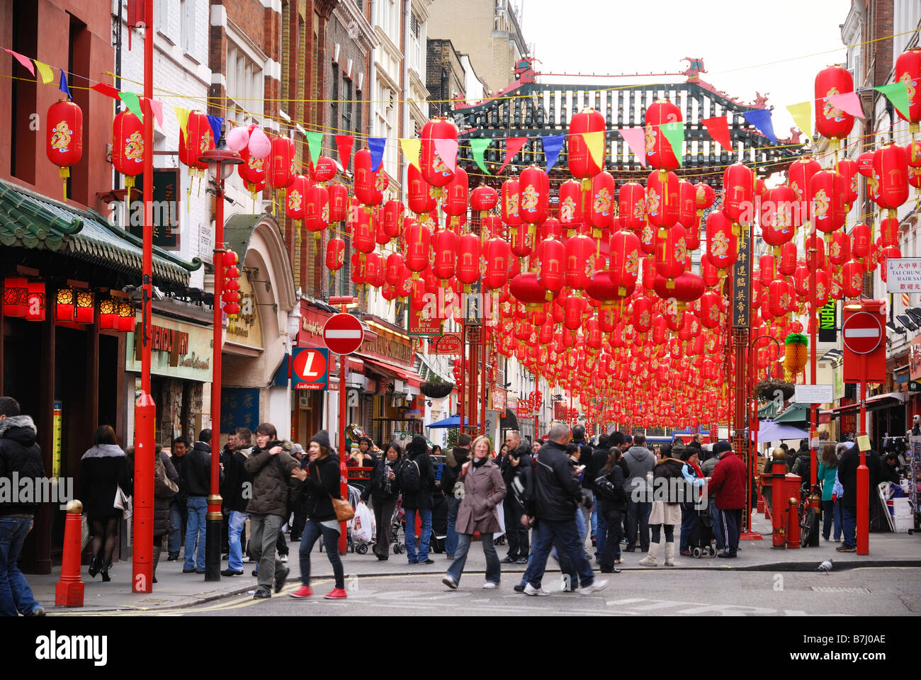 Chinatown Gerrard Street , Londres Banque D'Images
