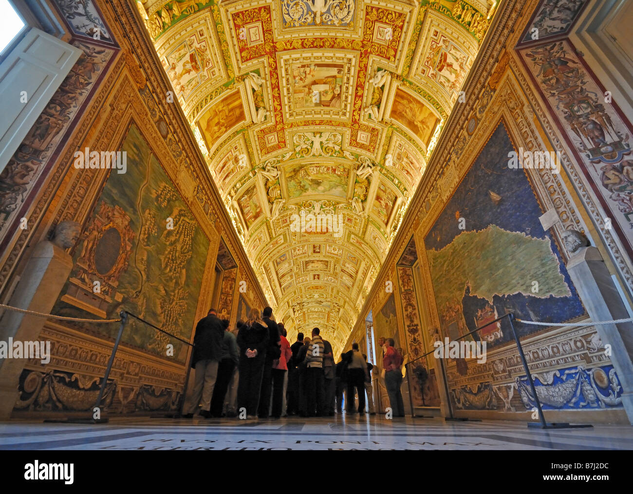 Hall de cartes Musées du Vatican Vatican Rome Italie Europe Banque D'Images