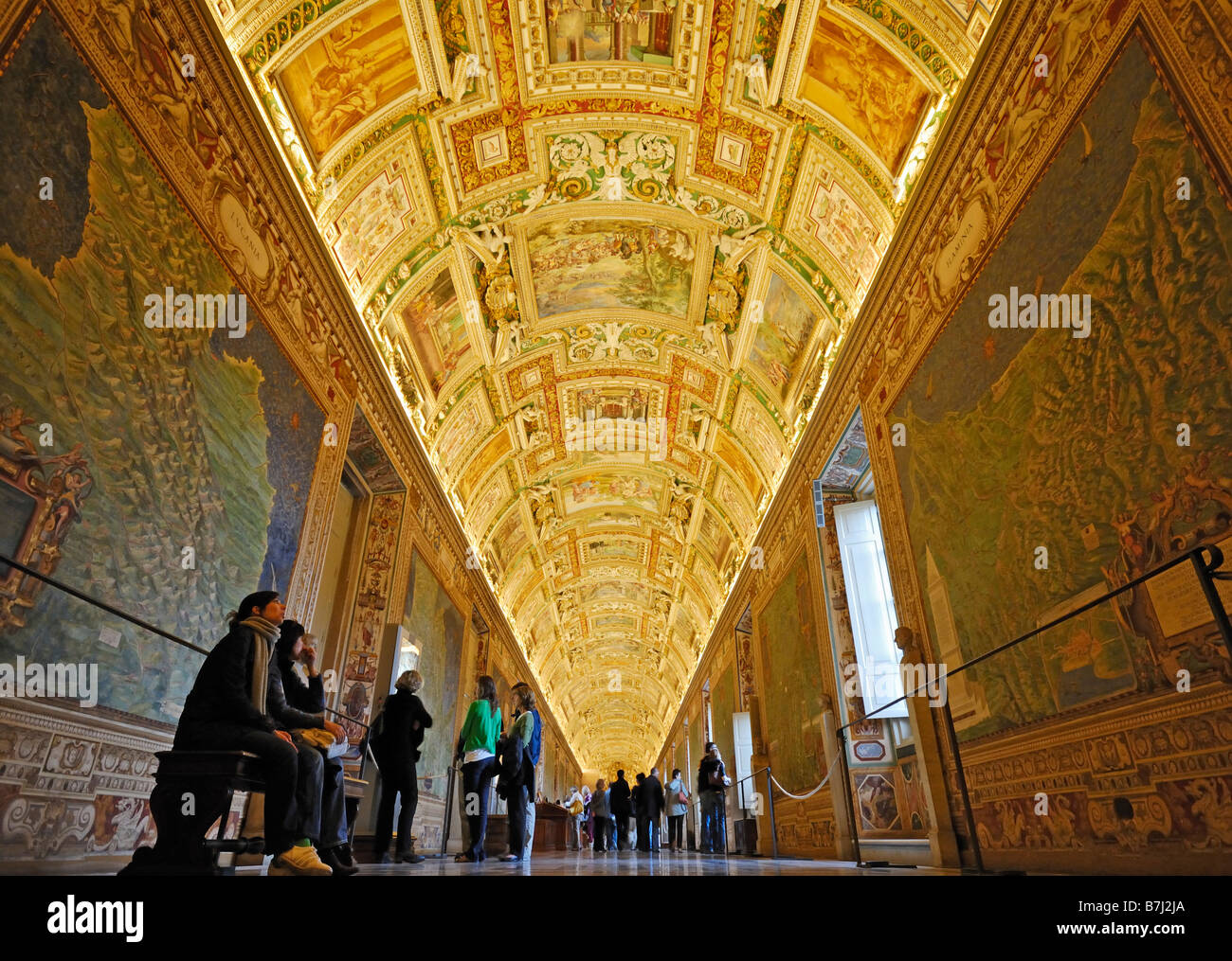 Hall de cartes Musées du Vatican Vatican Rome Italie Europe Banque D'Images