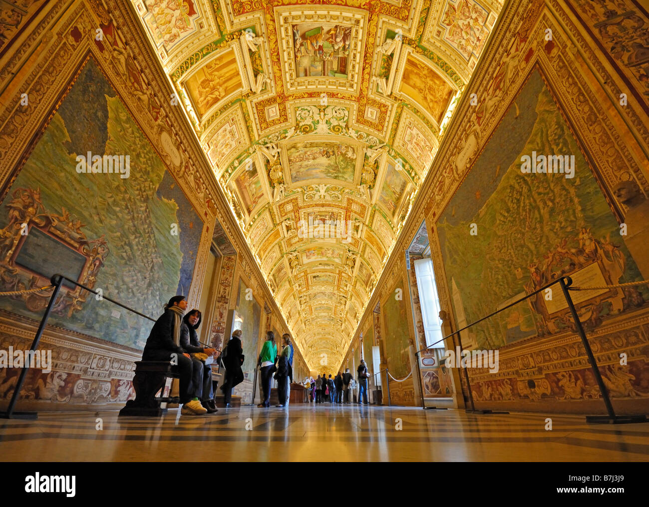 Hall de cartes Musées du Vatican Vatican Rome Italie Europe Banque D'Images