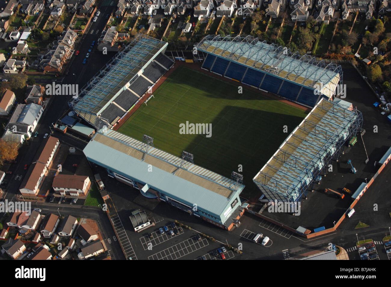 Vue aérienne du parc Rugby Stade de Football. Accueil de Kilmarnock Football club Banque D'Images