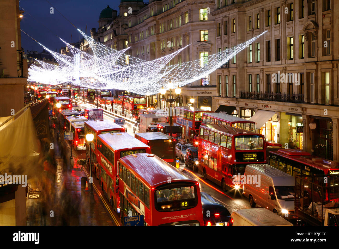 Lumières de Noël dans Regent Street, Londres Banque D'Images