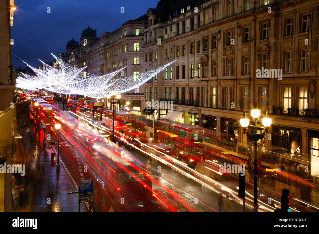 Les lumières de Noël sur Regent Street, Londres Banque D'Images