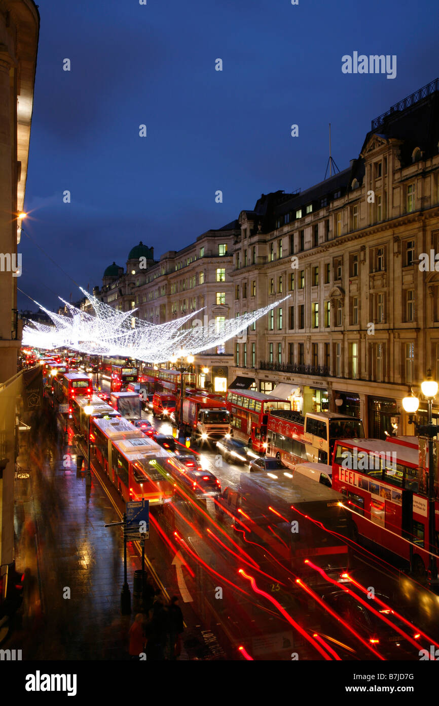 Les lumières de Noël sur Regent Street, Londres Banque D'Images