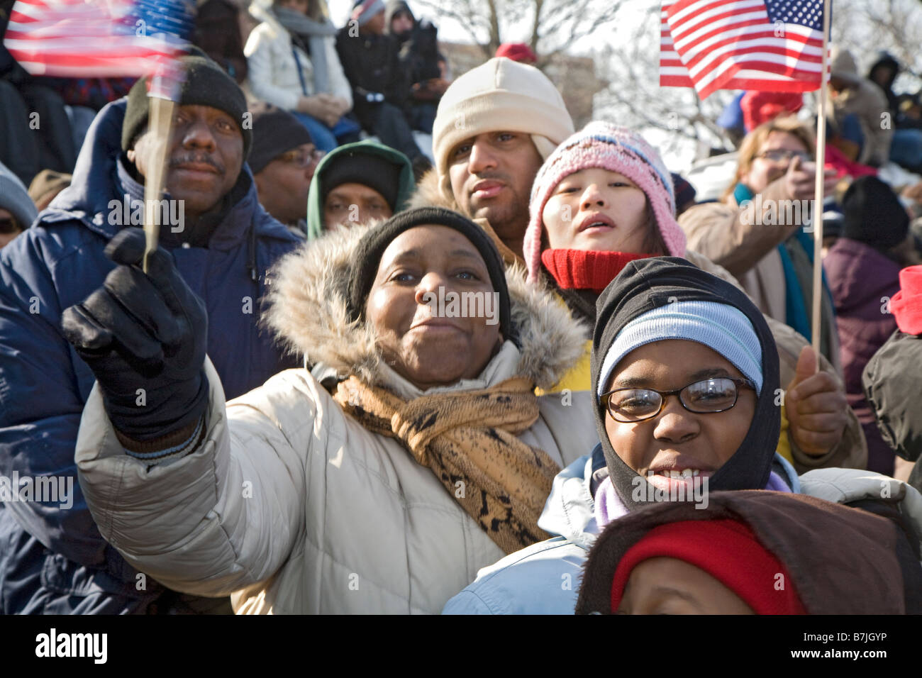 La foule lors de l'inauguration d'Obama Banque D'Images
