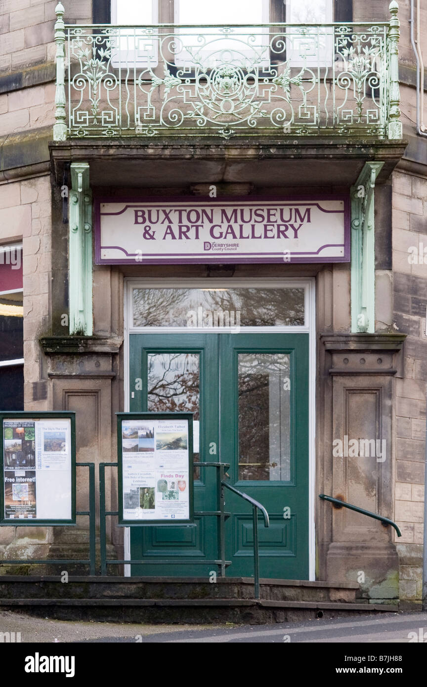Entrée au musée et galerie d'Art de Buxton, Terrasse Road, Buxton, Derbyshire Banque D'Images