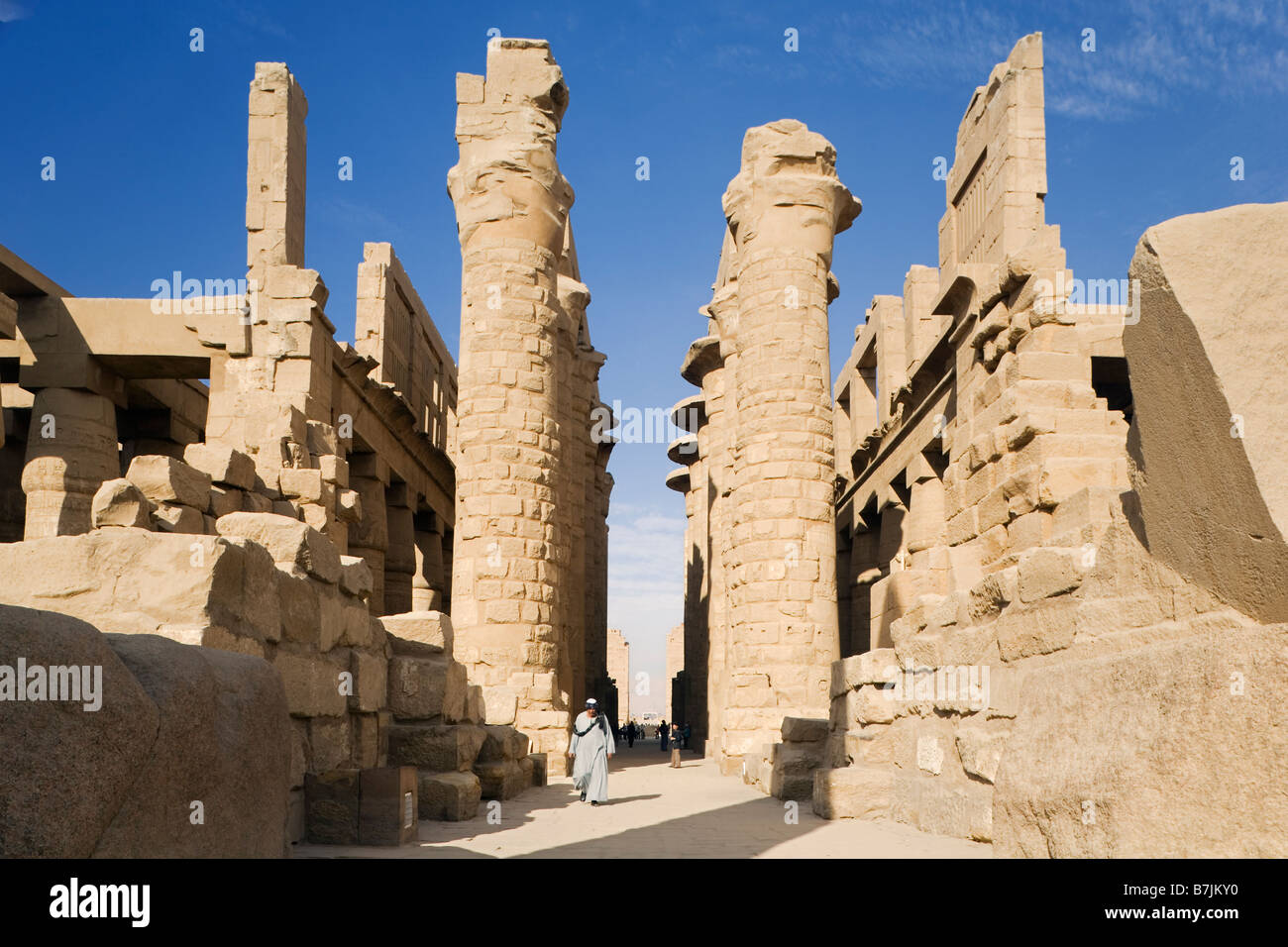 Temples de Karnak, Louxor, Egypte. La salle hypostyle du Temple d'Amun Re Banque D'Images
