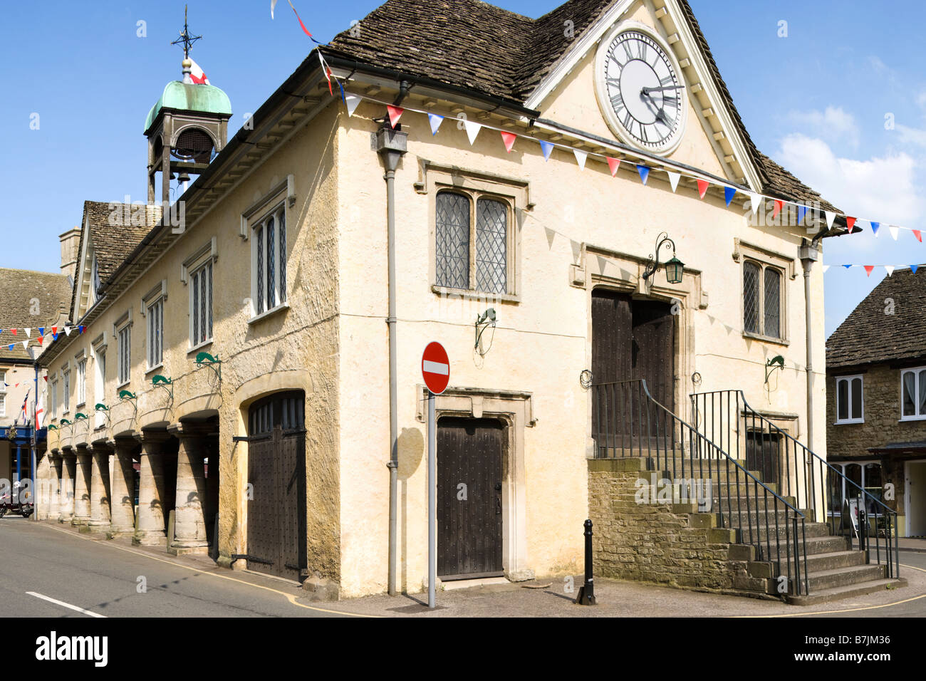 Le 17e siècle maison du marché dans la ville de Cotswold, Tetbury Gloucestershire Banque D'Images