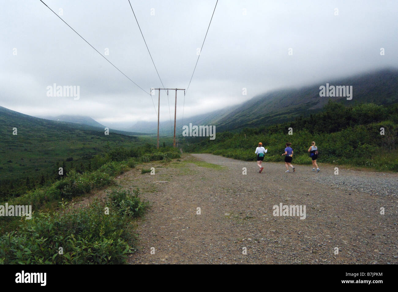 Matin joggers, Kincaid Park, Anchorage, Alaska Banque D'Images