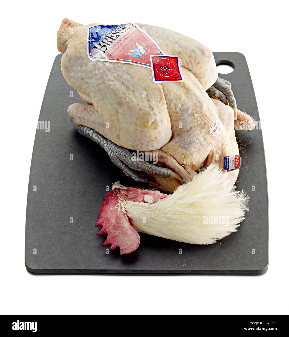 poulet cru de bresse de gamme libre français élevé entier Banque D'Images