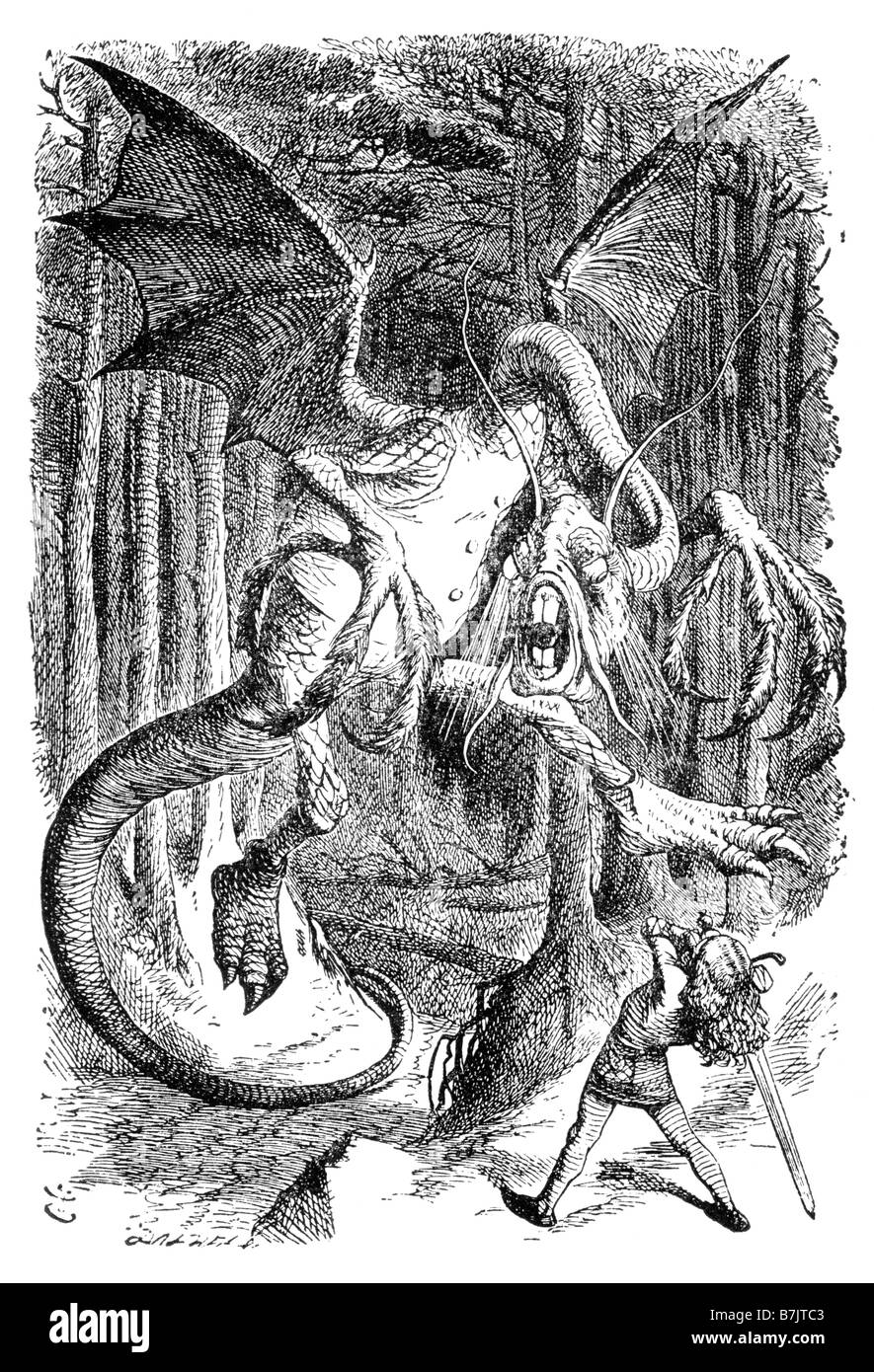 Le Jabberwocky Alice à travers le miroir Illustration par Sir John