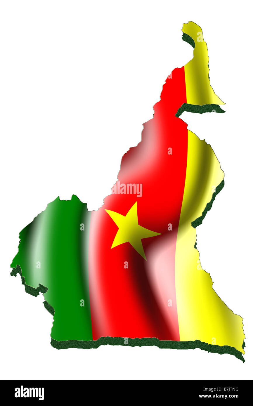Carte et drapeau du Cameroun Banque D'Images