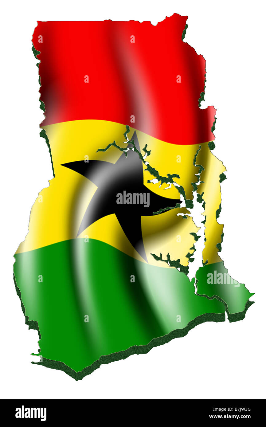 Carte et drapeau du Ghana Banque D'Images