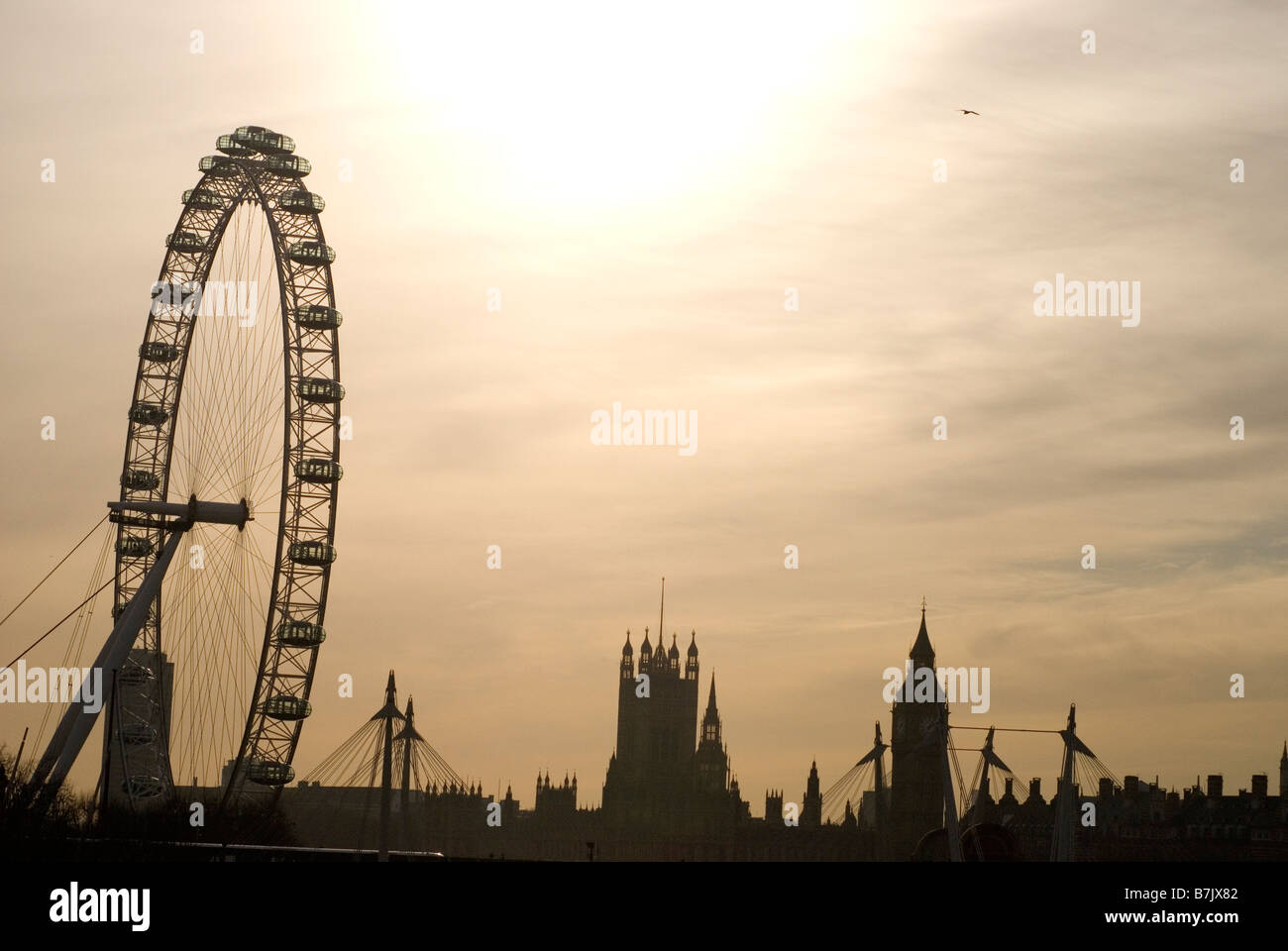 Le London Eye Big Ben et les chambres du Parlement Banque D'Images