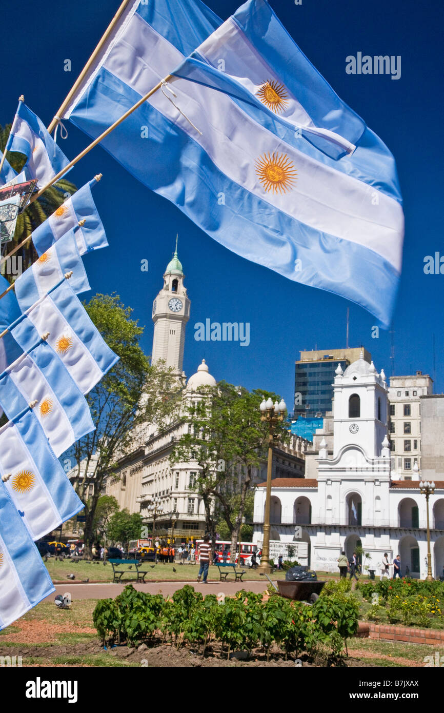 Cabildo et tour de l'horloge de la Plaza de Mayo au centre-ville de Buenos Aires Argentine Amérique du Sud Banque D'Images