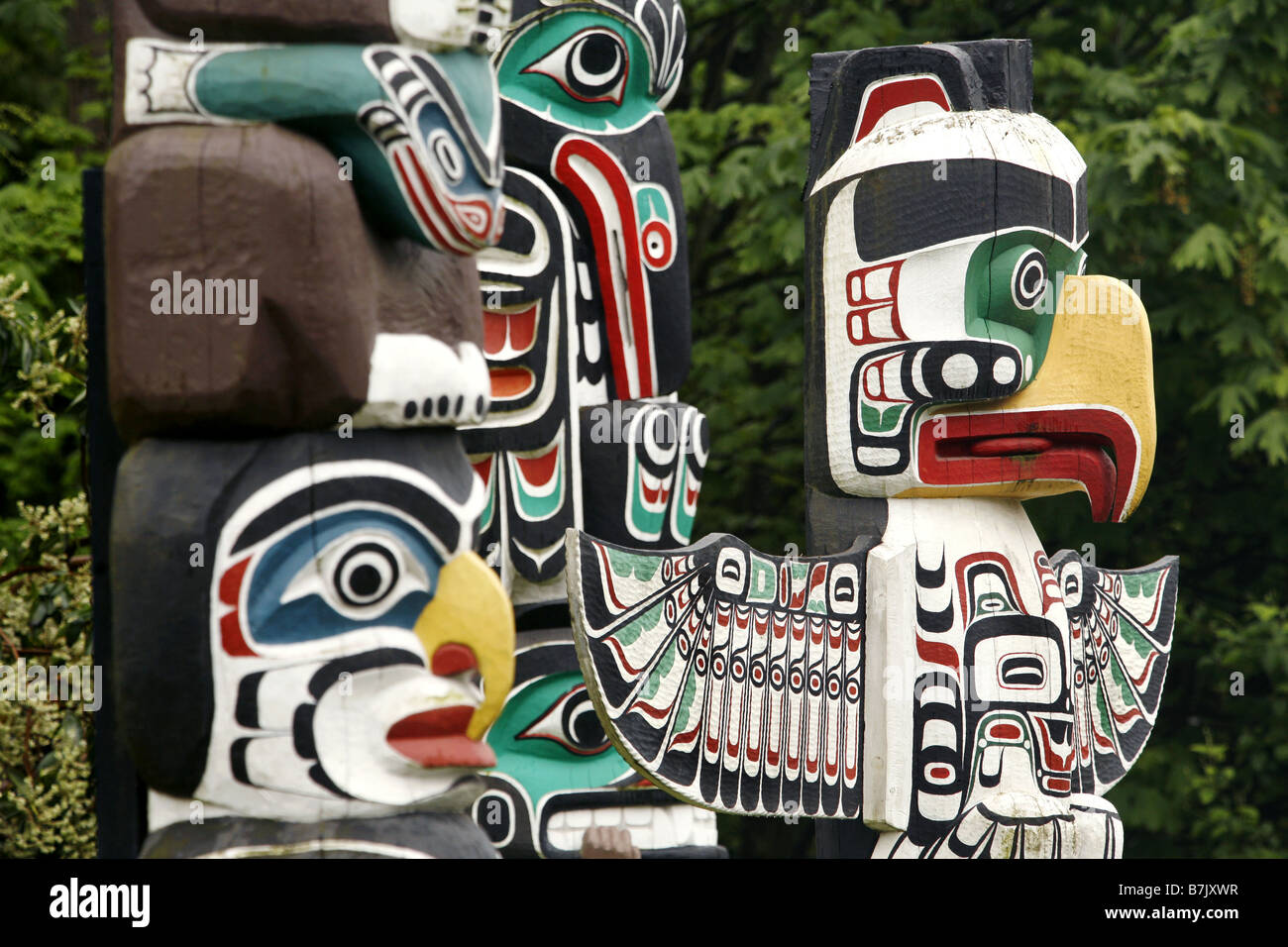 Les Totems, Stanley Park, Vancouver, British Columbia, Canada Banque D'Images