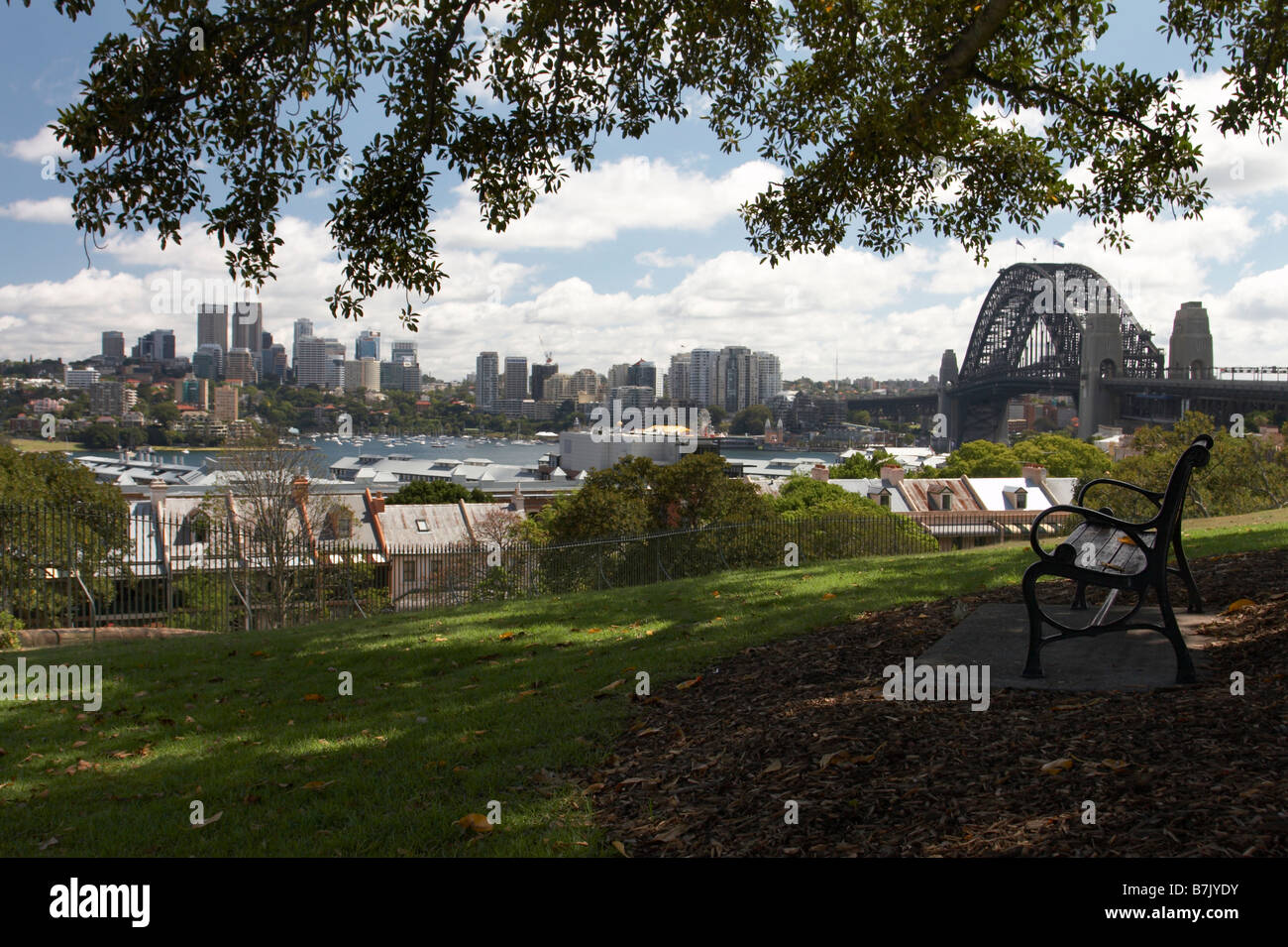 Sydney Harbour Bridge et North Sydney vu de la colline de l'Observatoire Banque D'Images
