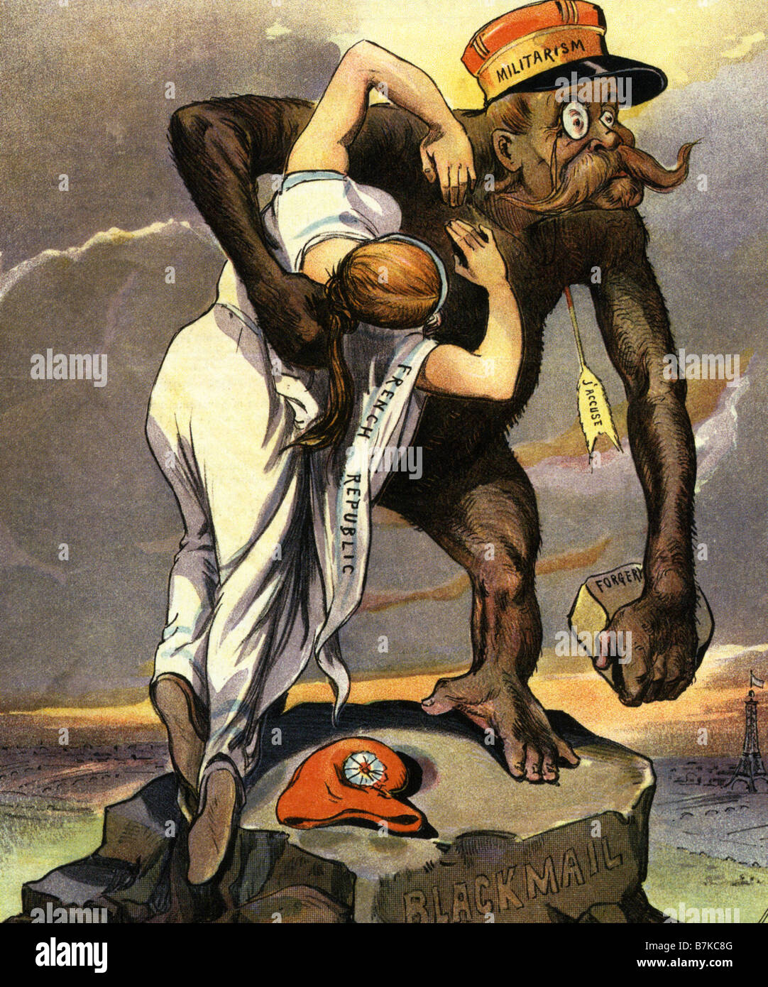 L'AFFAIRE DREYFUS, un dessin animé français ridiculisant l'abus de droit dans l'affaire contre Alfred Dreyfus en 1893-4 Banque D'Images