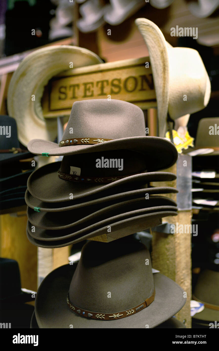 Stetson chapeaux de cow-boy pour la vente, Calgary, Alberta, Canada Banque D'Images