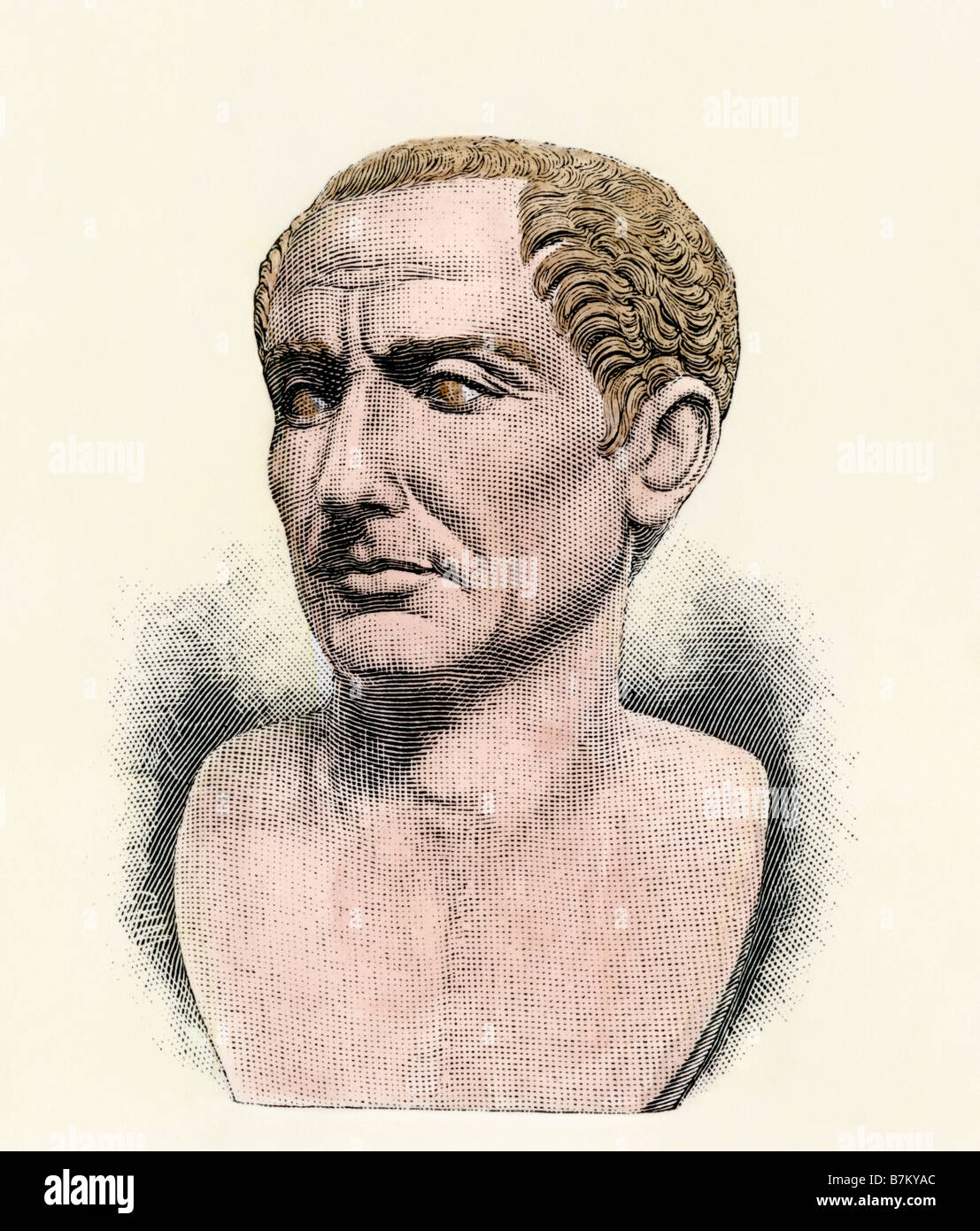 Buste de Jules César. À la main, gravure sur bois Banque D'Images