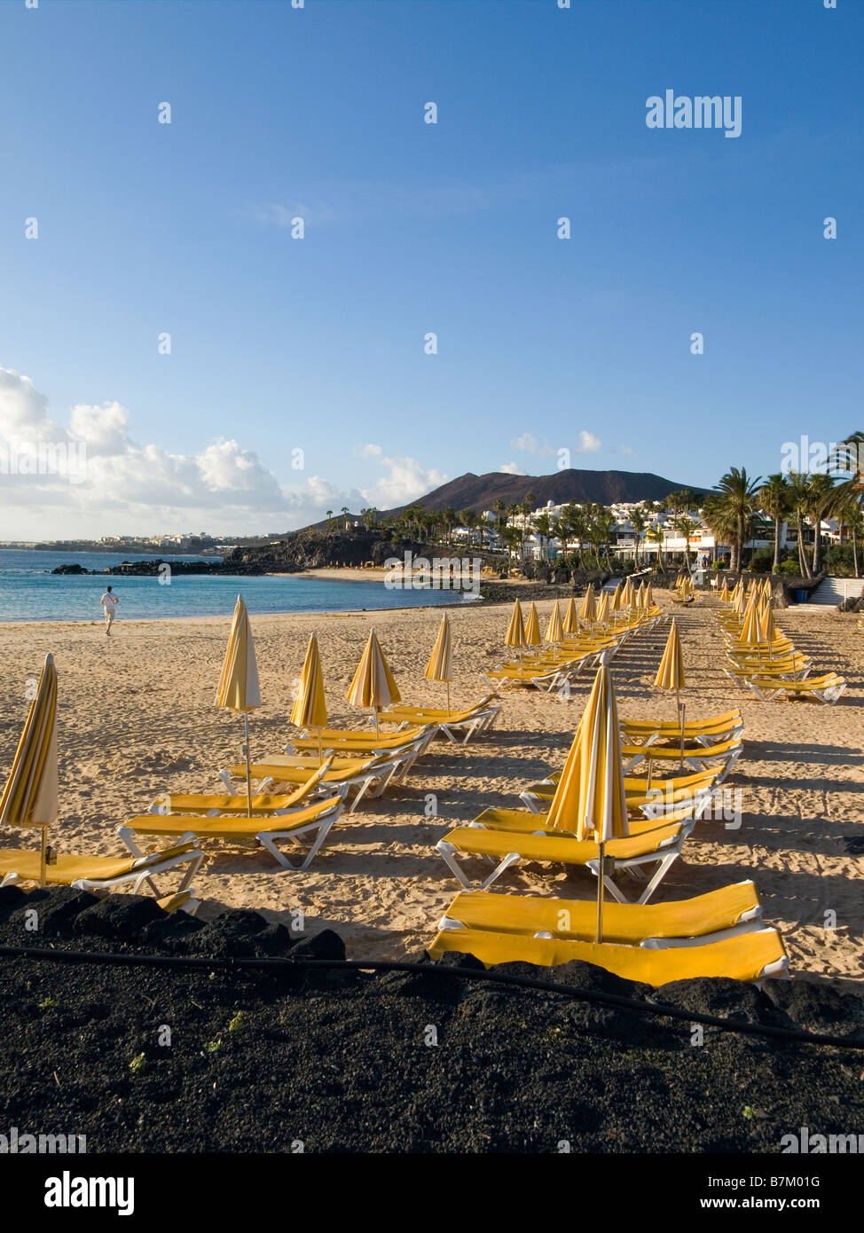 Playa Flamingo Playa Blanca Lanzarote en hiver la lumière du soleil du soir Banque D'Images